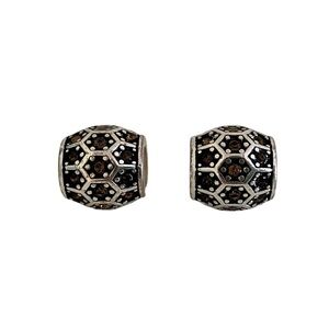 BRIGHTON Onyx Tiles (2) Beads Spacers Silver Plated w/ Crystals